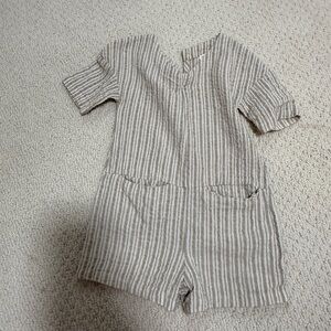 Striped Beige and White Kids One-Piece Romper